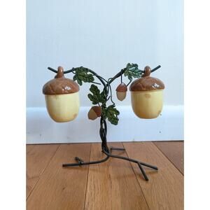 Vintage Cottage Fairy Core Ceramic Acorn salt and pepper shaker set